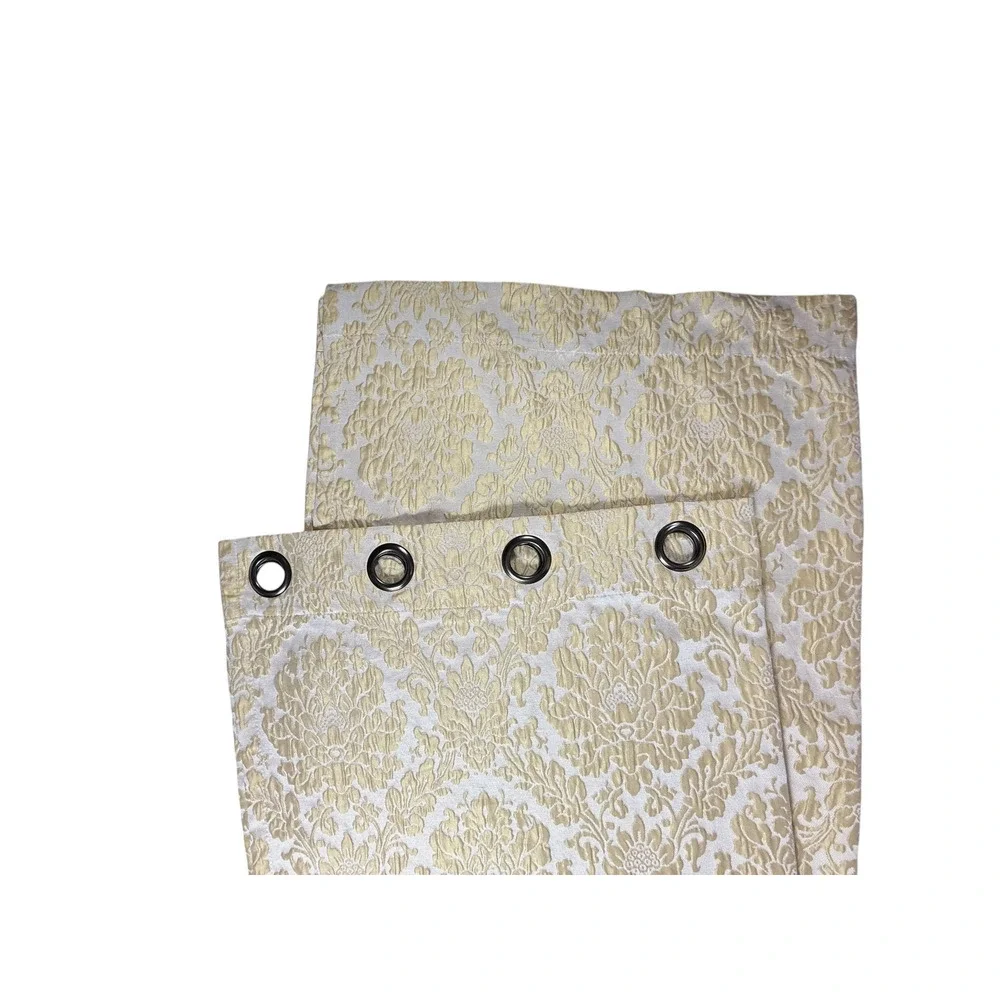 Single Matelasse Printed Curtain Drape Gold Champagne Grommet Top 1 Panel 82